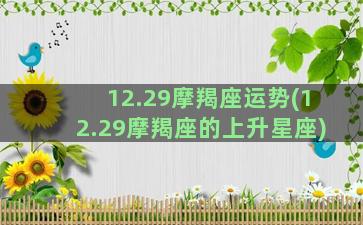 12.29摩羯座运势(12.29摩羯座的上升星座)