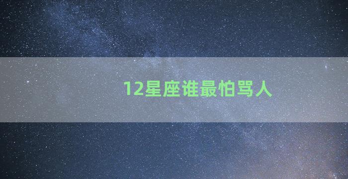 12星座谁最怕骂人