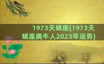 1973天蝎座(1973天蝎座属牛人2023年运势)