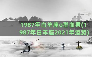 1987年白羊座o型血男(1987年白羊座2021年运势)