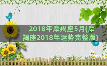 2018年摩羯座5月(摩羯座2018年运势完整版)