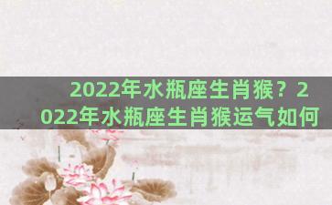 2022年水瓶座生肖猴？2022年水瓶座生肖猴运气如何