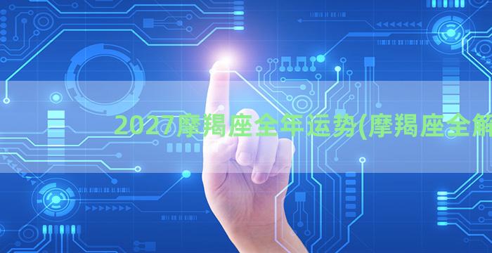 2027摩羯座全年运势(摩羯座全解)