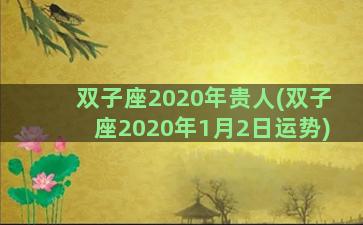 双子座2020年贵人(双子座2020年1月2日运势)