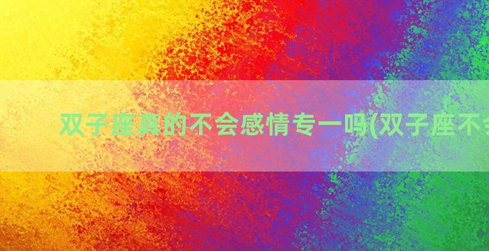 双子座真的不会感情专一吗(双子座不会主动)