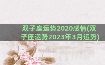 双子座运势2020感情(双子座运势2023年3月运势)