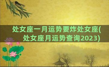 处女座一月运势要炸处女座(处女座月运势查询2023)