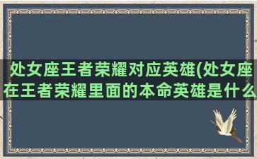 处女座王者荣耀对应英雄(处女座在王者荣耀里面的本命英雄是什么)