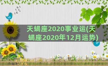 天蝎座2020事业运(天蝎座2020年12月运势)