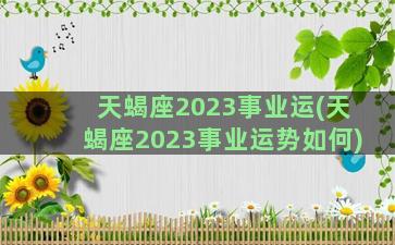 天蝎座2023事业运(天蝎座2023事业运势如何)