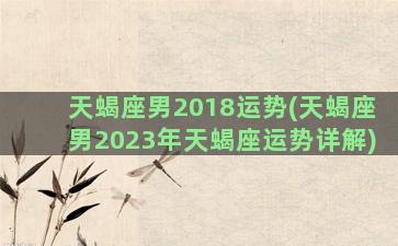 天蝎座男2018运势(天蝎座男2023年天蝎座运势详解)