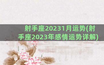 射手座20231月运势(射手座2023年感情运势详解)