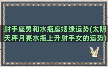 射手座男和水瓶座姻缘运势(太阴天秤月亮水瓶上升射手女的运势)