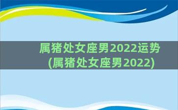 属猪处女座男2022运势(属猪处女座男2022)