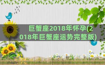 巨蟹座2018年怀孕(2018年巨蟹座运势完整版)