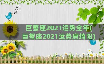 巨蟹座2021运势全年(巨蟹座2021运势唐绮阳)