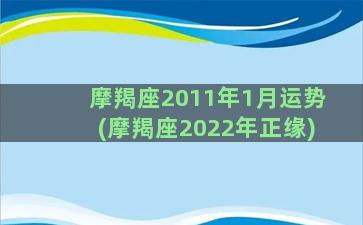 摩羯座2011年1月运势(摩羯座2022年正缘)