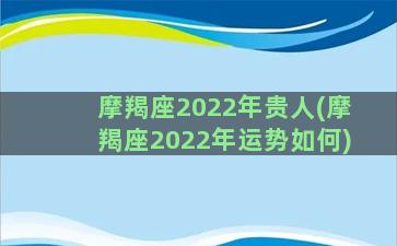 摩羯座2022年贵人(摩羯座2022年运势如何)