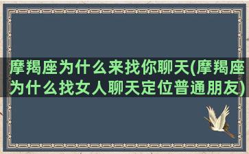 摩羯座为什么来找你聊天(摩羯座为什么找女人聊天定位普通朋友)