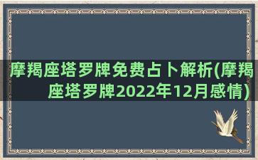 摩羯座塔罗牌免费占卜解析(摩羯座塔罗牌2022年12月感情)