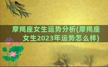 摩羯座女生运势分析(摩羯座女生2023年运势怎么样)