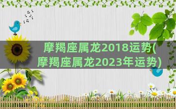 摩羯座属龙2018运势(摩羯座属龙2023年运势)