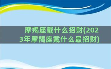 摩羯座戴什么招财(2023年摩羯座戴什么最招财)