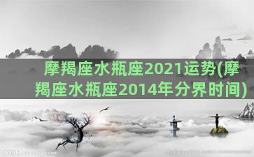 摩羯座水瓶座2021运势(摩羯座水瓶座2014年分界时间)