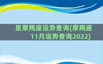 星摩羯座运势查询(摩羯座11月运势查询2022)