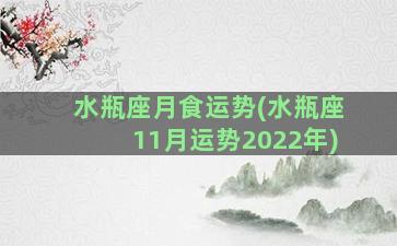 水瓶座月食运势(水瓶座11月运势2022年)