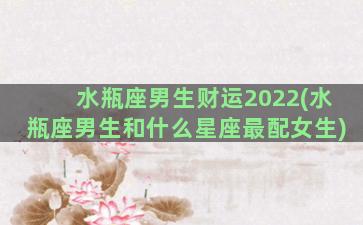 水瓶座男生财运2022(水瓶座男生和什么星座最配女生)