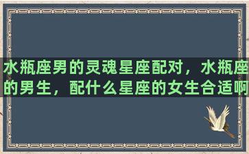 水瓶座男的灵魂星座配对，水瓶座的男生，配什么星座的女生合适啊