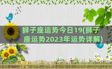 狮子座运势今日19(狮子座运势2023年运势详解)