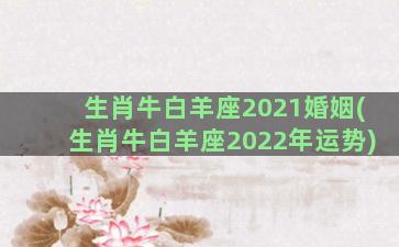 生肖牛白羊座2021婚姻(生肖牛白羊座2022年运势)