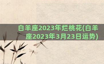 白羊座2023年烂桃花(白羊座2023年3月23日运势)