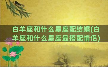 白羊座和什么星座配结婚(白羊座和什么星座最搭配情侣)