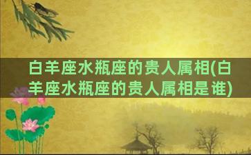 白羊座水瓶座的贵人属相(白羊座水瓶座的贵人属相是谁)