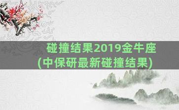 碰撞结果2019金牛座(中保研最新碰撞结果)