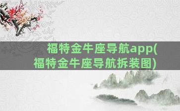 福特金牛座导航app(福特金牛座导航拆装图)