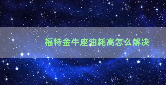 福特金牛座油耗高怎么解决