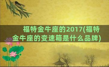 福特金牛座的2017(福特金牛座的变速箱是什么品牌)