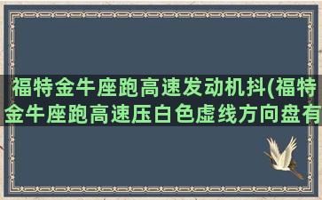 福特金牛座跑高速发动机抖(福特金牛座跑高速压白色虚线方向盘有点抖是怎么回事)