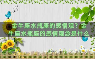 金牛座水瓶座的感情观？金牛座水瓶座的感情观念是什么