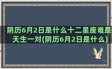 阴历6月2日是什么十二星座谁是天生一对(阴历6月2日是什么)